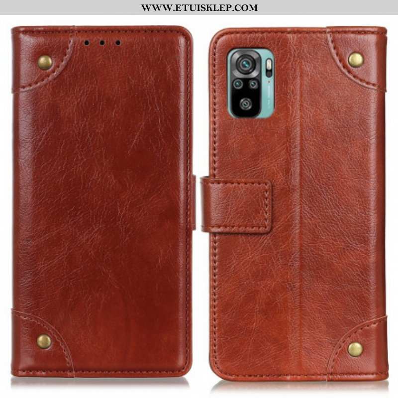 Etui Folio do Xiaomi Redmi Note 10 / 10S Nity W Stylu Vintage Ze Skóry Nappa